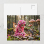 Carte Postale Pique-nique mignon rose Pixie et souris (Devant / Derrière)