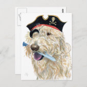 Carte Postale Pirate Cream Labradoodle (Devant / Derrière)