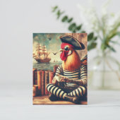Carte Postale Pirate de coq avec café (Debout devant)