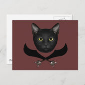 Carte Postale Pirate Drapeau Chat (Devant / Derrière)