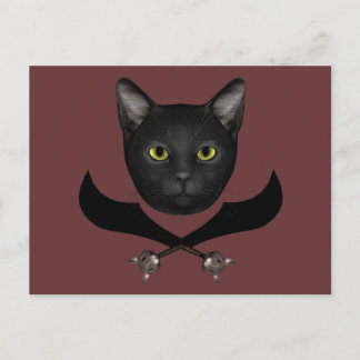 Carte Postale Pirate Drapeau Chat