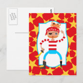 Carte Postale Pirate et crabe mignons (Devant / Derrière)