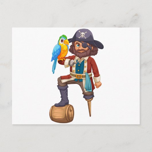 Carte Postale Pirate et perroquet (Devant)