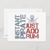 Carte Postale Pirate instantanée juste ajouter du rhum (Devant / Derrière)
