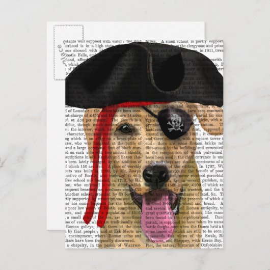 Carte Postale Pirate jaune du Labrador 2 (Devant / Derrière)