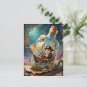 Carte Postale Pirate Kitty en bouteille (Debout devant)