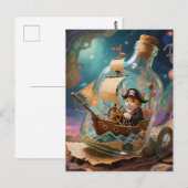 Carte Postale Pirate Kitty en bouteille (Devant / Derrière)