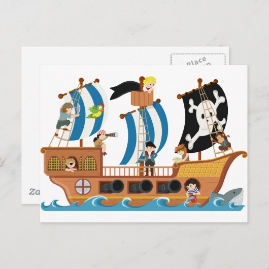 Carte Postale Pirate navire corsair (Devant / Derrière)