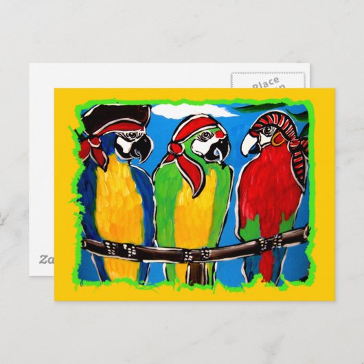 Carte Postale PIRATE Parrots (Devant / Derrière)