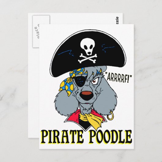 Carte Postale Pirate Poodle (Devant / Derrière)