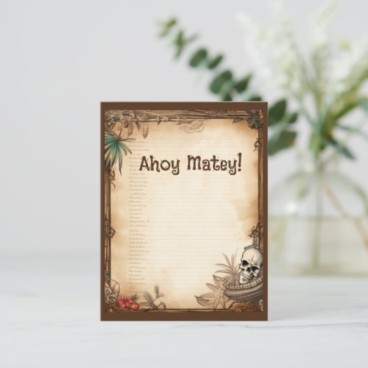 Carte Postale Pirate Skull Parle comme un pirate anniversaire (Debout devant)