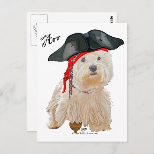 Carte Postale Pirate Westie (Devant / Derrière)