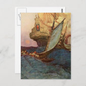 Carte Postale Pirates en mer (Devant / Derrière)