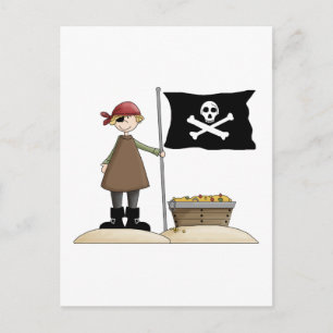 Carte Postale Pirates ・ Pirate, Drapeau & Trésor