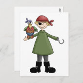 Carte Postale Pirates ・ Pirate et perroquet (Devant / Derrière)