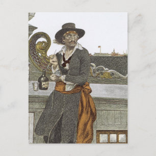 Carte Postale Pirates Vintage, Kidd sur le pont de l'Adventure G