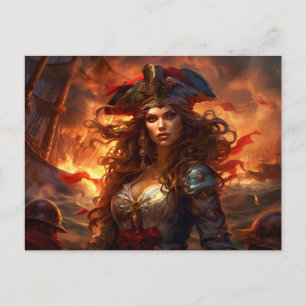 Carte Postale Piratesse Féminine Avant la Peinture Fantastique d