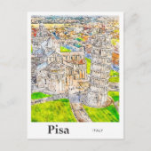 Carte Postale Pisa Italie Aquarelle Dessin main (Devant)