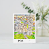 Carte Postale Pisa Italie Aquarelle Dessin main (Debout devant)