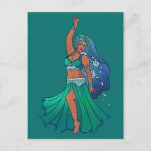 Carte Postale Pisces Zodiac ventre Danseuse Art Astrologie Déess