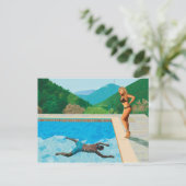 Carte Postale Piscine avec 2 Célébrités (Debout devant)