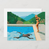 Carte Postale Piscine avec 2 Célébrités (Devant / Derrière)