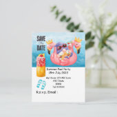 Carte Postale Piscine avec boissons dans la piscine (Debout devant)