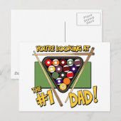 Carte Postale Piscine/Billard #1 Cadeau de Fête des pères papa (Devant / Derrière)