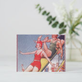 Carte Postale Piscine Fête Nage Vintage Été (Debout devant)