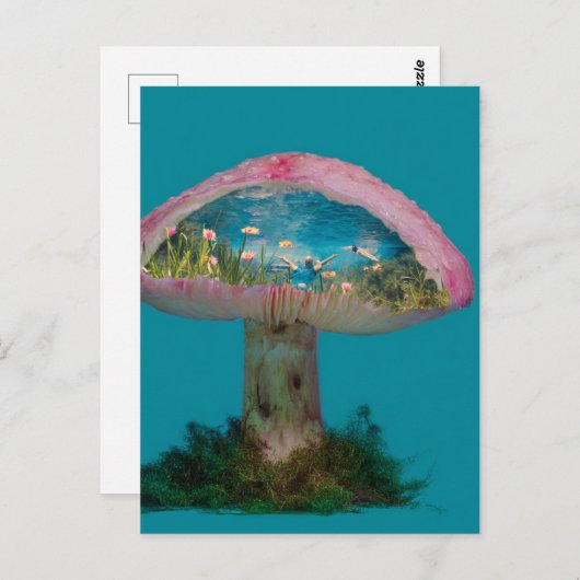 Carte Postale Piscine surréelle dans un champignon (Devant / Derrière)