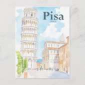 Carte Postale Pise Italie Aquarelle Peinture Voyage (Devant)