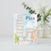 Carte Postale Pise Italie Aquarelle Peinture Voyage (Debout devant)