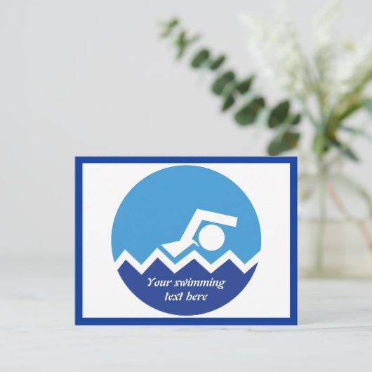 Carte Postale Pismming venin, swimmer on blue circle custom (Debout devant)