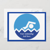 Carte Postale Pismming venin, swimmer on blue circle custom (Devant / Derrière)