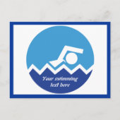 Carte Postale Pismming venin, swimmer on blue circle custom (Devant)