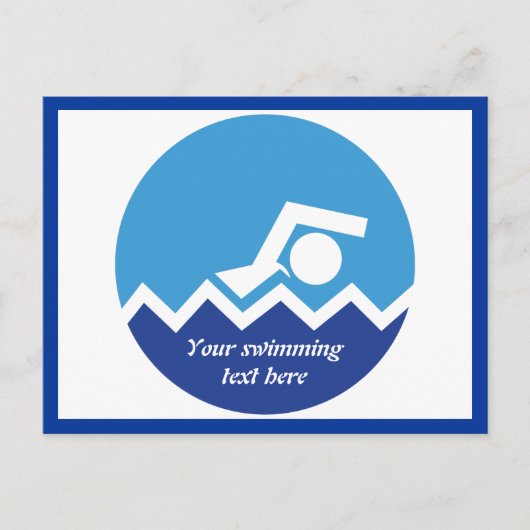 Carte Postale Pismming venin, swimmer on blue circle custom (Devant)