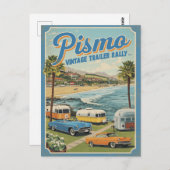 Carte Postale Pismo Beach Vintage Coastal Scene (Devant / Derrière)