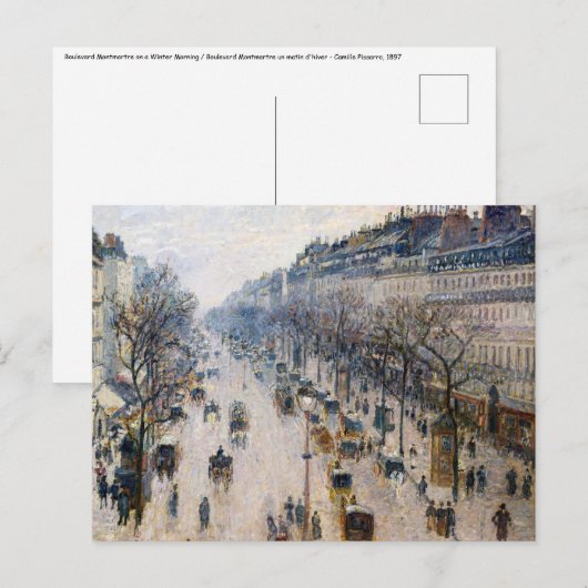 Carte Postale Pissarro - Boulevard Montmartre, Matin d'hiver (Devant / Derrière)