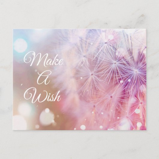 Carte Postale Pissenlit Élégant Inspirationnel Faire un Vœu (Devant)