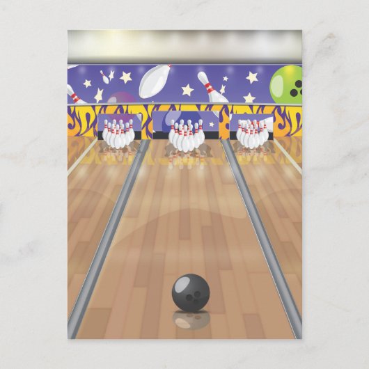 Carte Postale Piste de bowling à dix quilles (Devant)
