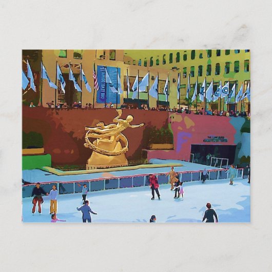 Carte Postale Piste de patinage, centre de Rockefeller, New York (Devant)