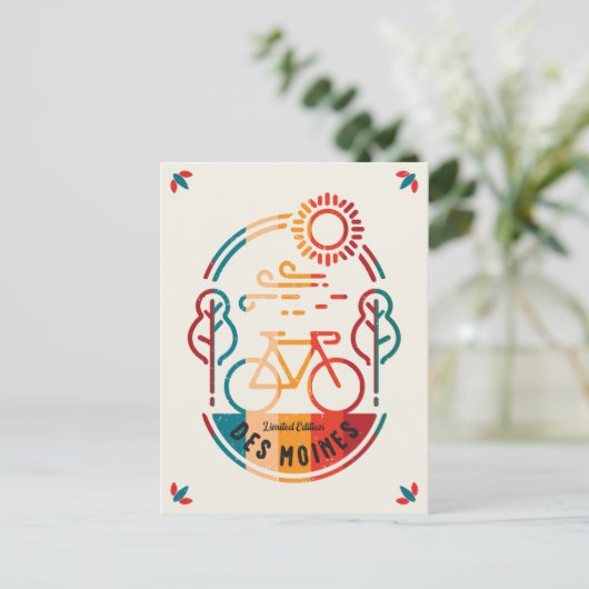 Carte Postale Piste Vélo Retro Des Moines. (Debout devant)