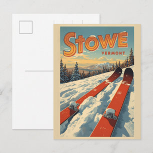 Carte Postale Pistes de ski extérieures hivernales vintage Stowe