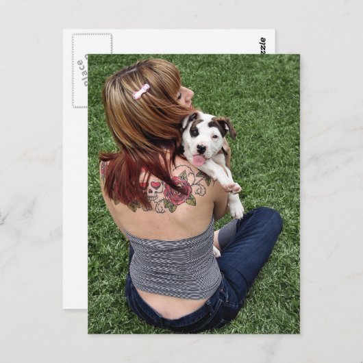 Carte Postale Pit Bull T-Bone Lucky Puppy (Devant / Derrière)