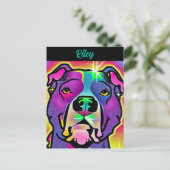 Carte Postale Pitbull Chien Pop Art Personnalisé (Debout devant)