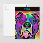 Carte Postale Pitbull Chien Pop Art Personnalisé (Devant / Derrière)