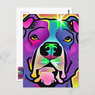Carte Postale Pitbull Dog Pop Art