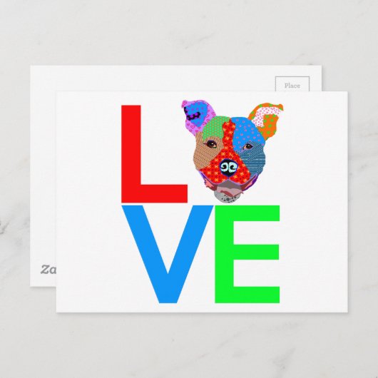 Carte Postale Pitbull Love (Devant / Derrière)