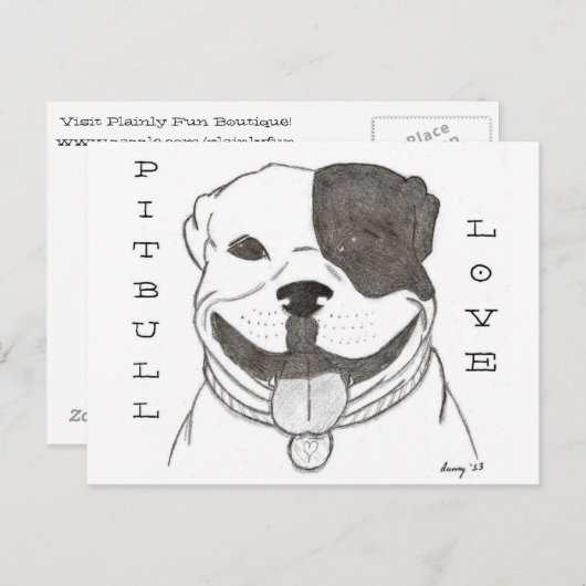 Carte postale Pitbull Love (Devant / Derrière)