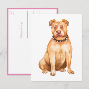 Carte Postale Pitbull Pittie Chien Chiot Vous Manque Amour Pit B